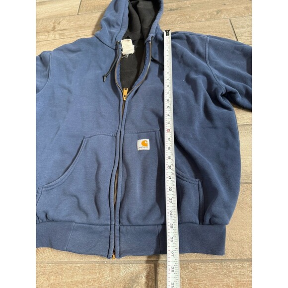 Carhartt Jacket Mens Medium Blue J149 NVY Jacket Thermal Work Lined Hooded - Picture 3 of 7